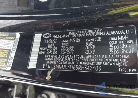 2024 Hyundai Tucson Sel из США, поврежденный, VIN 5NMJB3DE5RH342403